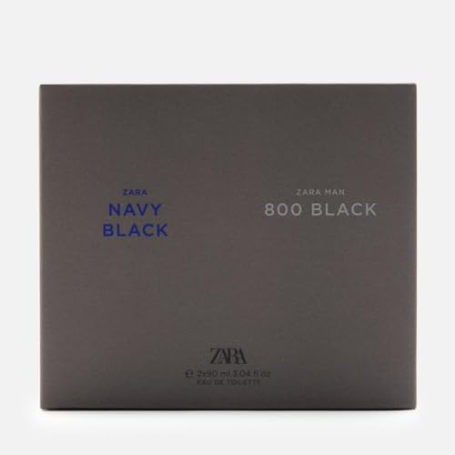 Zara Man Navy Black + 800 Black Cologne Set for Men EDT Eau de Toilette 2x 90 ML (3.04 FL. OZ)