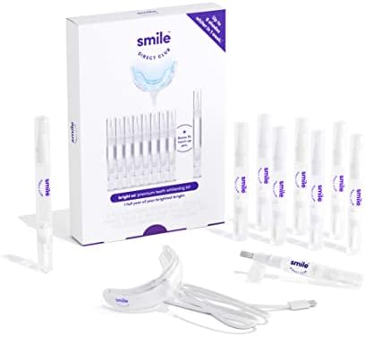 SmileDirectClub Teeth Whitening Kit with LED Light - 9 Pack Gel Pens - Professional Strength Hydrogen Peroxide - Pain Free and Enamel Safe - Up to 9 Shades Whiter in 1 Week