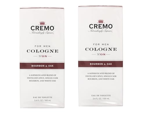 Cremo Cologne for Men No. 8 Bourbon & Oak, 3.4 fl oz (Pack of 2)