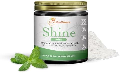 Shine Remineralizing Tooth Powder with Hydroxyapatite, Made in The USA, Fluoride Free Tooth Repair, Natural Teeth Whitening Powder, Teeth Polish & Stain Remover, Mint