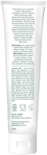 Desert Essence Prebiotic Plant-Based Whitening Toothpaste - Mint - Oral Care with Inulin, Perilla Seed & Aloe - Vegan, Fluoride Free, Non-GMO, Gluten-Free, Cruelty-Free - 6.25 oz