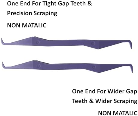 Keyfit Tools PerfectPick Gum Line Tooth Picks Flosser Dental Scraper (2 Pack) Reusable & Double Sided ~Not Small Floss Picks ~ Non Matalic ABS ~Scrape Along Gum Line & Between Teeth Remove Plaque