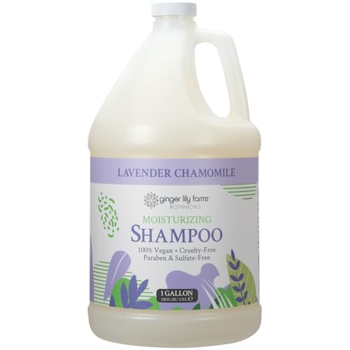 Ginger Lily Farms Botanicals Moisturizing Shampoo for All Hair Types, 100% Vegan & Cruelty-Free, Lavender Chamomile Scent, 1 Gallon Refill (128 fl oz)