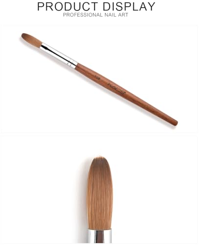 KADS Nail Acrylic Brush Kolinsky Nail Extension Brush Oval Crimped Shaped Sturdy Wooden Handle Acrylic Powder Nail Art Brush Professional Manicure Pedicure (10#)