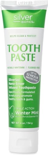 Silver Biotics Tooth Paste | SilverSol Ag₄O₄ 20 ppm Nano-Silver Infused + Above-Sea Coral Calcium | Naturally Whitening | Flouride-Free | Winter Mint | 4 oz