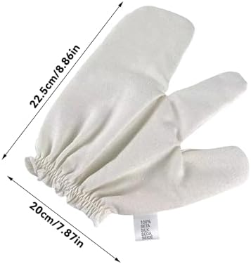 S-SNAIL-OO Gloves Raw Silk Massage Gloves Ayurvedic Massage, 100% Raw Silk with Elastic Wrist Bands Gloves for The Lymphatic System Dry Brushing Massage (2PCS)