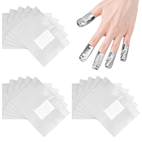 Nail Polish Remover Wraps,500Pcs Gel Nail Foil Wraps Aluminium Soak Off Foils,Gel Nail Polish Wrap Removal Tool,Finger Nail Polish Remover with Lint-Free Lager Cotton Pad
