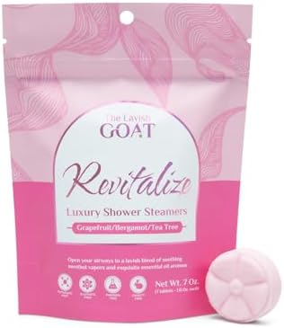 Revitalize Shower Steamers – USA Made - Energizing Aromatherapy Shower Bombs with Menthol, Grapefruit, Bergamot & Tea Tree – Long-Lasting Citrus Shower Tablets – 7 Tablets