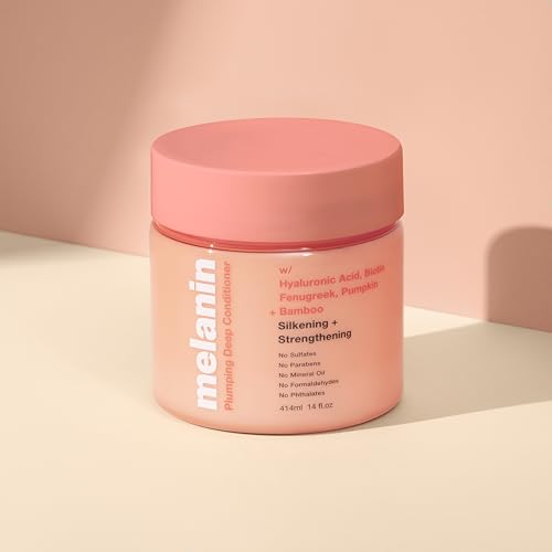 Melanin Haircare Plumping Deep Conditioner, 14oz, Moisturizing Hair Mask with Hyaluronic Acid and Biotin