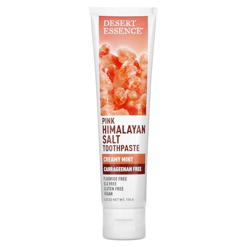 Desert Essence Pink Himalayan Salt Toothpaste - 6.25 Ounce - Creamy Mint - Complete Oral Care - Mineral Rich - Tea Tree Oil - Removes Impurities - Refreshing Taste - Deep Clean - Carrageenan Free