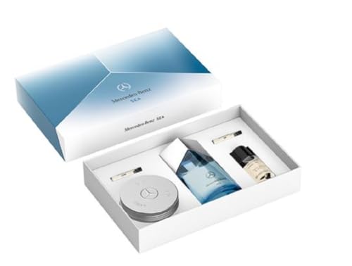 Mercedes Benz Sea LSA Giftset - Men's Cologne Gift Set - 3 Colognes for Men, Hair Oil, Solid Shower Gel Body Wash - Grooming Essentials - 5 Pc