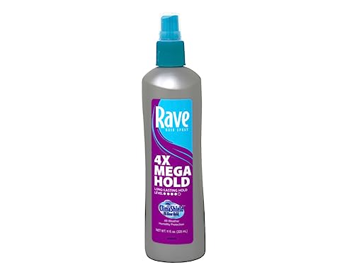 Rave 4X Mega Hairspray with Clima Shield, Unscented 11 oz (Pack of 3)