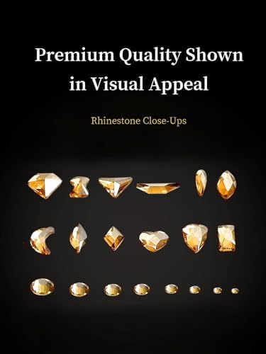 Gold Rhinestones for Nails, 6080Pcs Gold Nail Art Rhinestones Kit, 3D Flatback Crystals Diamonds for Nail Art Design, Mix Sizes Nail Charms and Gems(Picking Pen and Tweezers Included)