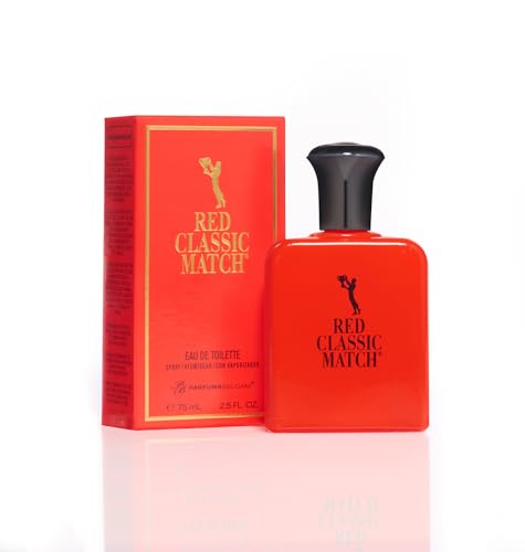 PB ParfumsBelcam Men's 2.54 Fl Oz Red Classic Match Eau de Toilette and 2.5 Fl Oz Blue Classic Match Eau De Toilette Spray Bundle