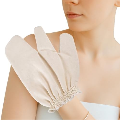 Garshana Gloves Raw Silk Massage, Raw Silk Garshana Gloves with Elastic Wrist Bands for Ayurvedic Skin Brushing Massage (Pair)