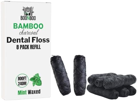Dental Floss Refill, Charcoal Woven Thread, 8 Pieces, Mint