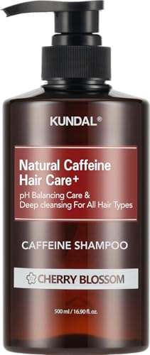 KUNDAL Korean Caffeine Scalp Shampoo [Cherry Blossom] – Sulfate-Free Hair Care with Menthol & Botanical Extracts – For Fuller-Looking Hair, Scalp Refresh & Strength – 16.9 Fl Oz