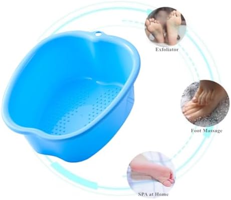 Foot Soaking Tub Large Size Foot Basin Sturdy Soaking Feet Bucket Massager Tub Exfoliation Callus Pedicure Foot Spa Bath Bucket for Women and Men (Blue)