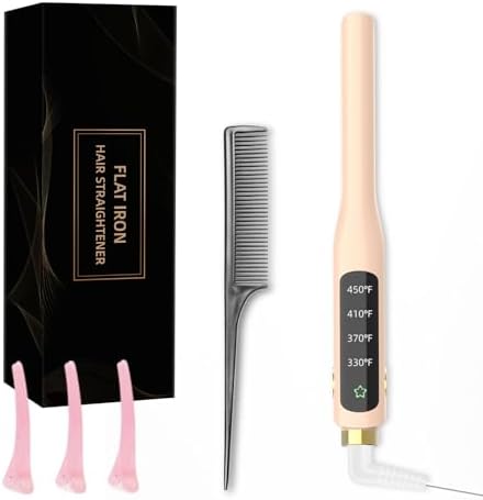 Flat Iron, 1/2 Inch Hair Straightener and Curler 2 in 1, Ceramic Ionic Floating Plates for Less Frizz, 10s Quick Heat Up, Hair straighteners for Women, Straightener for All Hair Types(Pink)