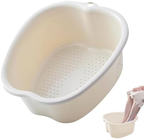 Foot Soaking Tub Large Size Foot Basin Sturdy Soaking Feet Bucket Massager Tub Exfoliation Callus Pedicure Foots Spa Bath Bucket for Women and Men (White)
