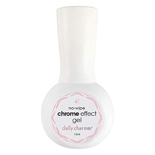 Daily Charme Chrome Effect No-Wipe Top Coat Gel Polish 15ml, High Gloss, Special Formula For Smooth Glazed Mirror Chrome Finish Long Lasting, Soak Off, Home DIY/Nail Art Salon Manicure