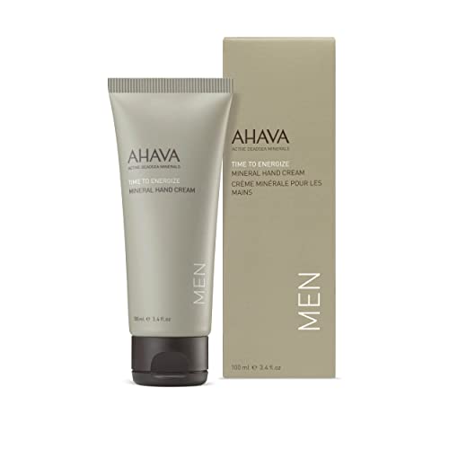AHAVA Men's Mineral Hand Cream - Nourishing & Fast-Absorbing, Smoothes & Relieves Hands, Prevents Dryness, enriched with G-Force: Ginger Root, Ginseng, Ginkgo Biloba Leaf & Green Tea, 3.4 Fl.Oz