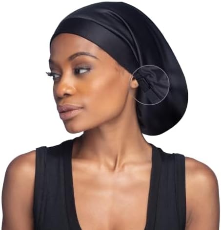 Hairbrella Satin Lined Adjustable Sleep Cap - Sleeping Caps for Women to Protect Hair, Satin Band Edge, Silk Bonnet