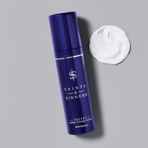 Saints & Sinners Award Winning Velvet Divine Hair Styling Potion, Thermal Protectant, Shine & Defrizzes Hair, Moisturizing Anti-Frizz Hair Cream, Helps Dry Hair, 3.4 oz