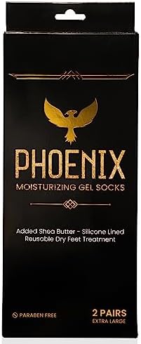 Moisturizing Gel Socks for Men - Extra Large - 2 Pairs - with Shea Butter - Paraben Free - Reuseable Moisturizing Socks - Phoenix Foot Peel™