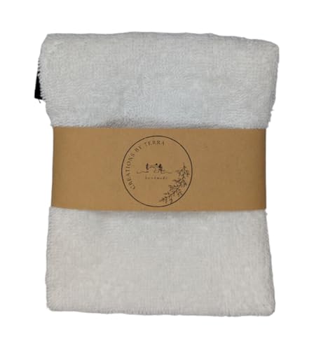 Terry Cloth Soap Holder, Soapie, Soap On A Rope, Soap Cloth, Makeup Remover Cloth, Reusable (2 Pack) (White)