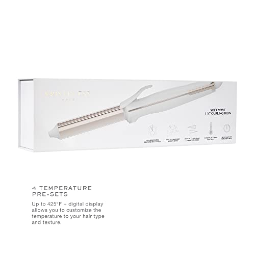 Kristin Ess Hair 1 1/4" Titanium Curling Iron for Beach Waves + Curls for Medium and Long Hair, Smoothing + Frizz Control, Dual Voltage, Auto Shut-Off