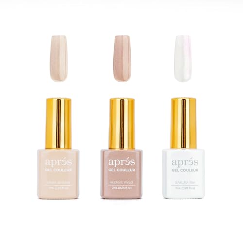 APRÉS Ryo Kitamura x Gel Couleur Trio Set, Set of 3 7 ml Mini Bottles, Shimmery Gel Polish