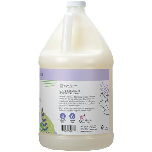 Ginger Lily Farms Botanicals Moisturizing Shampoo for All Hair Types, 100% Vegan & Cruelty-Free, Lavender Chamomile Scent, 1 Gallon Refill (128 fl oz)