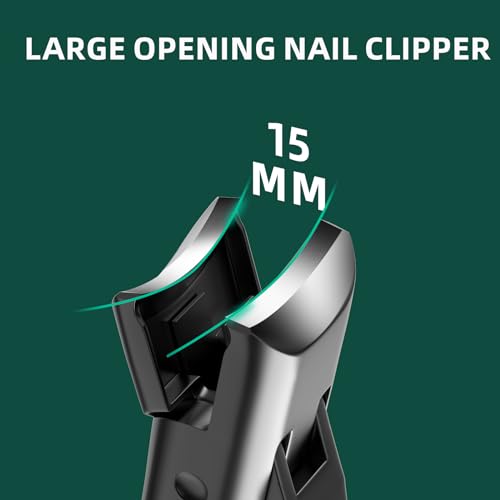 German Nail Clippers for Men Thick Nails, VANWIN Toenail Clippers for Seniors Large Wide Jaw Opening, Heavy Duty No Splash Fingernail Clipper with Safety Lock Nail Clippers with Catcher for Women