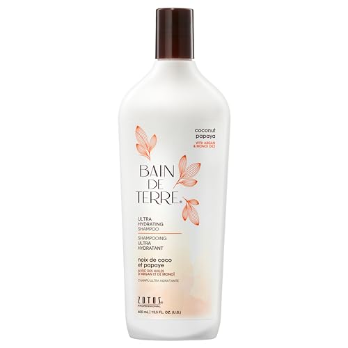 Bain de Terre Coconut Papaya Ultra Hydrating Shampoo, Moisture Quench for Dry, Damaged Hair, with Argan & Monoi Oils, Paraben-Free, Color-Safe, Vegan