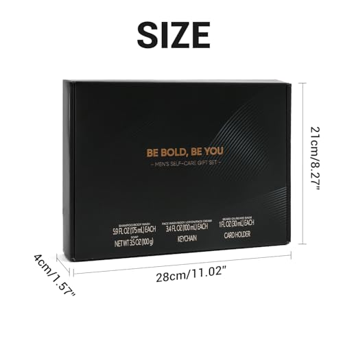 Rinse & Robust Men's Self-Care Gift Set, 10 Pcs Cedarwood Grooming Kit with Bath and Body Wash Gift Set, Beard Oil, Balm & Business Card Case, Unique Gifts for Him Father's Day, Birthday