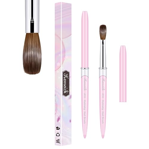 Acrylic Nail Brush Size #10, 100% Pure Kolinsky Nail Art Brushes for Acrylic Application, Sturdy Handle Oval Shaped Acrylic Powder Nail Design Tools for Professional Manicure DIY