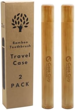 Gaia Guy Bamboo Toothbrush Travel Case 2 Pack - Portable Bamboo Toothbrush Holder Great For Plastic-Free Travel, Camping and Zero Waste Living