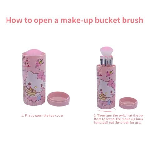 Cute Makeup Brush Set, 8 Pcs Pink Makeup Brushes and Makeup Brush Holder, Eyeshadow Lip Gloss Cosmetic Brushes Kit for Girls (Pink)