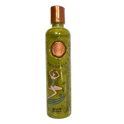 Tratamiento Natural Intensivo Plex con Banana, Aguacate y Argan,Sin Dimethicone ni silicon 400 ml., green