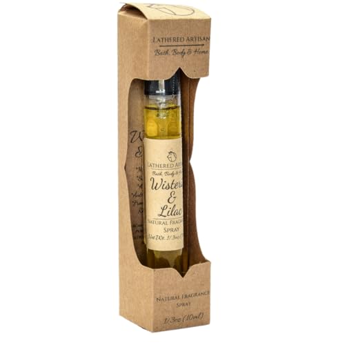 Wisteria & Lilac - Natural Fragrance Oil Perfume with Essential Oils by Lathered Artisan - Alcohol-Free Plant Based Oil Perfume, Nourishing, and Uniquely Handcrafted (Wisteria & Lilac - Spray)