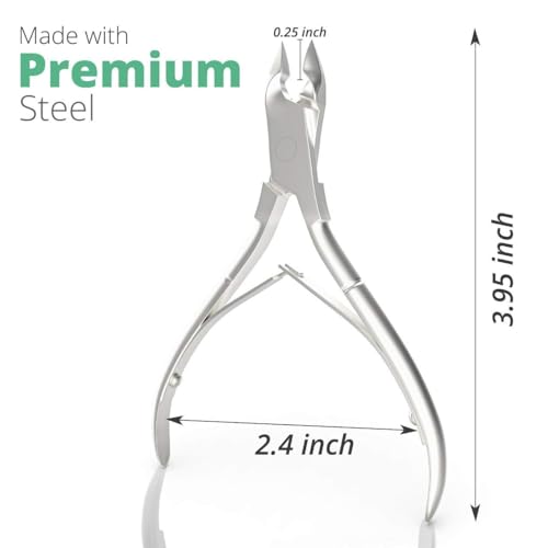 Cuticle Trimmer with Cuticle Pusher Professional Stainless Steel Cuticle Cutter Sharp Blades Double Spring Cuticle Nippers for Nail Care (Silver Nipper - Pack of 4)