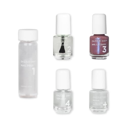 Dazzle Dry Mini Kit 4 Step System - School Spirit - A mauve with a blue shimmer. Full coverage shimmer. (5 Piece Kit / 5 Manicures)