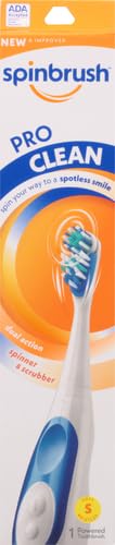 Spinbrush PRO CLEAN Battery Powered Toothbrush, Soft Bristles, 1 Count, Gold or Blue Color May Vary