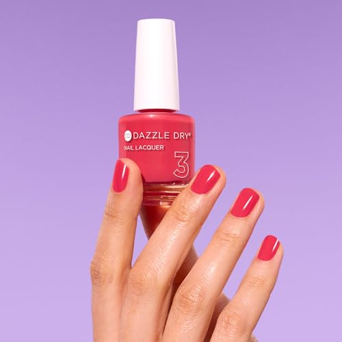 Dazzle Dry Nail Lacquer (Step 3) - Let's Get Away - A vivid coral with reddish-pink undertones. Full coverage cream. (0.5 fl oz)