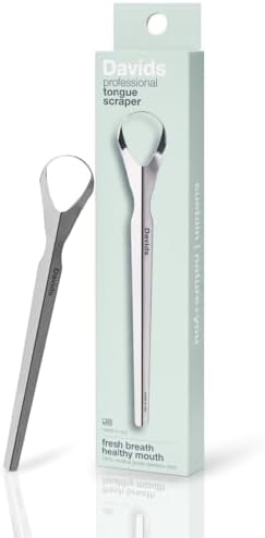 Davids Tongue Scraper for Adults and Kids, 100% Medical Grade Professional Stainless Steel Tongue Scraper, Made in USA