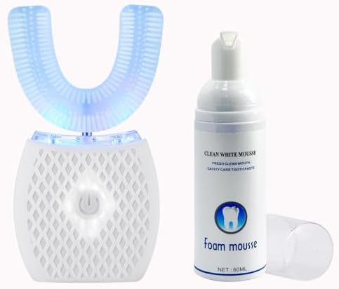 Automatic Ultrasonic Toothbrush,Electric Ultrasonic Toothbrush for Adults 360° Electric Toothbrush 30'' Automatic Timer Wireless Charging Washable Travel Home Dual-use (White)