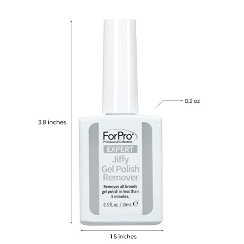 ForPro Professional Collection Expert Jiffy Gel Polish Remover, Removes All Brands Gel Polish in Less Than 5 Minutes, Quick & Easy Gel Removal, No Foil Wrapping or Soaking Needed, 0.5 Fl. Oz.