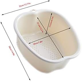 Foot Soaking Bath Basin: Plastic Foot Spa Basin for Soaking Feet - Foot Soaking Tub with Massage Dots - Roomy Foot Soak Bucket for Water Spa and Foot Massage (White)