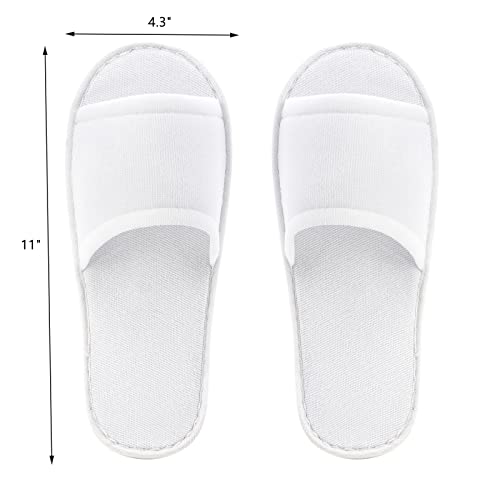 Frcctre 20 Pairs Disposable Slippers, Open Toe Comfortable Cotton Disposable Spa Slippers, Bulk Unisex Non-Slip Disposable Guests Slippers for Home Hotel Travel Train Use, White